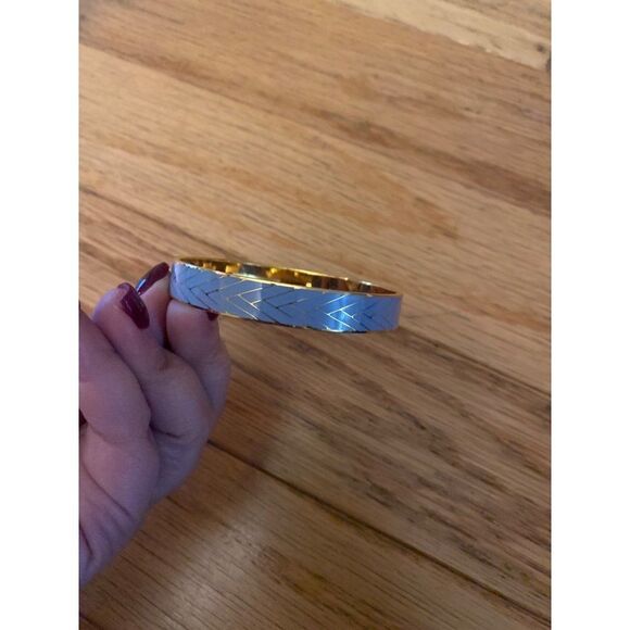 J. Crew women's blue painted gold slip on bracelet - Picture 2 of 6